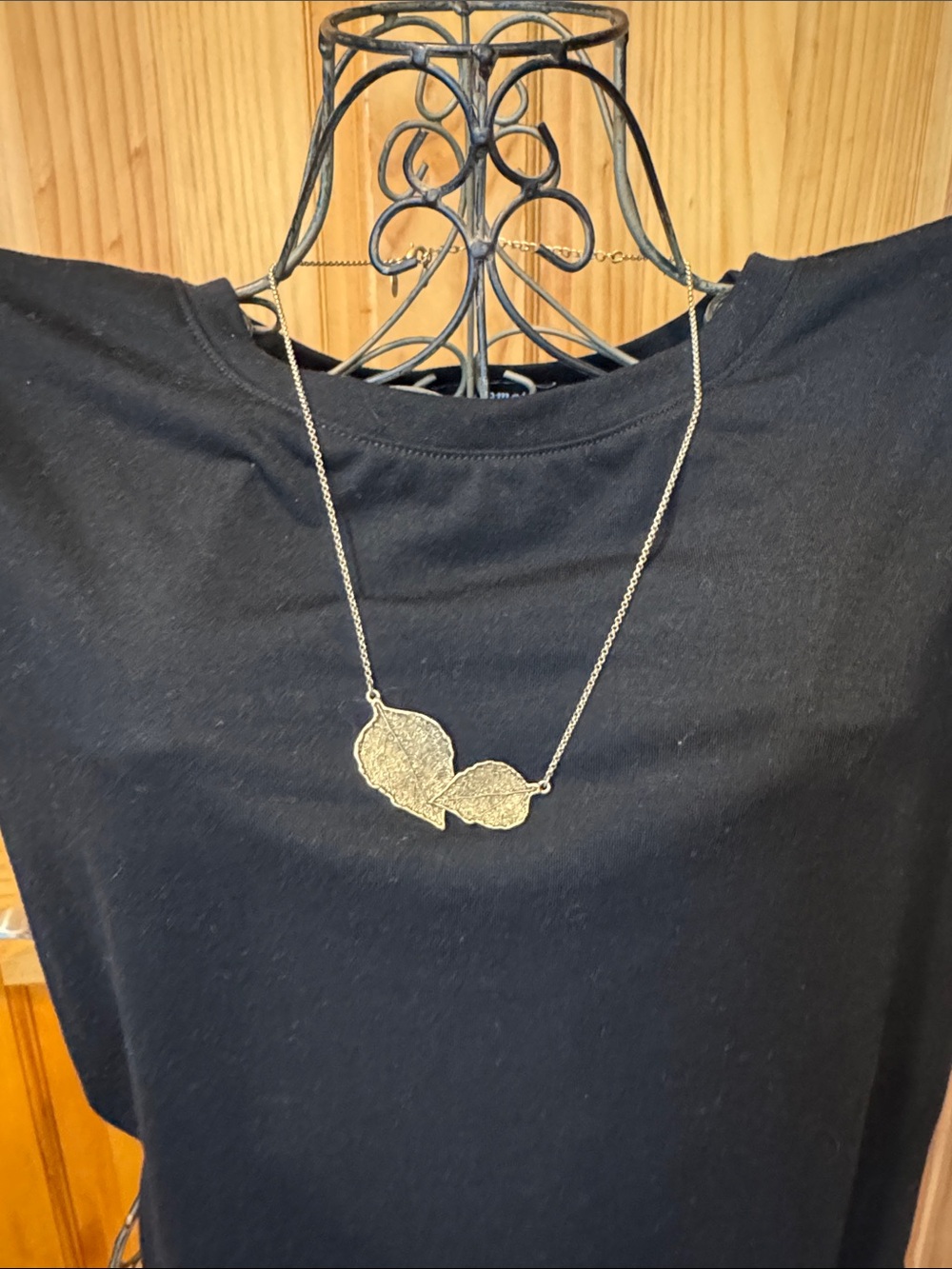 Lia Sophia Gold-Tone Double Leaf Pendant Necklace